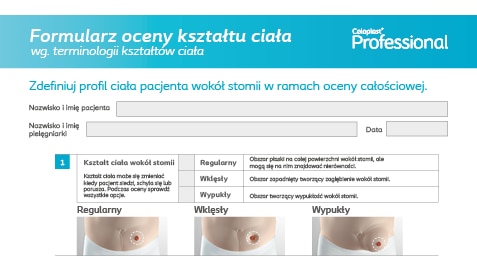 Formularz do oceny kształtu ciała wokół stomii u Twojego pacjenta<br/>